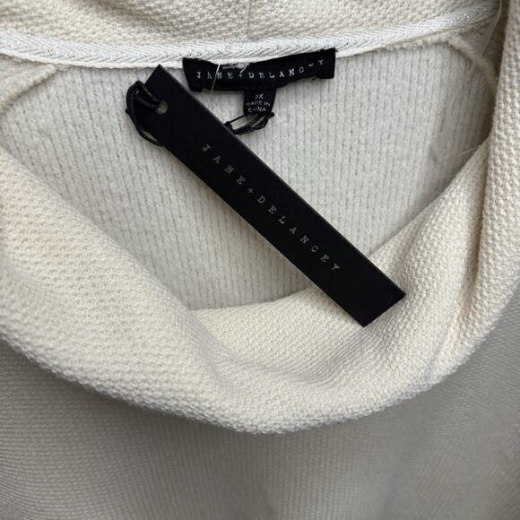 Jane + Delancey Waffle Knit Cowl Neck Pullover Relaxed Sweater Sz: 2X~IVORY NWT - Picture 4 of 10